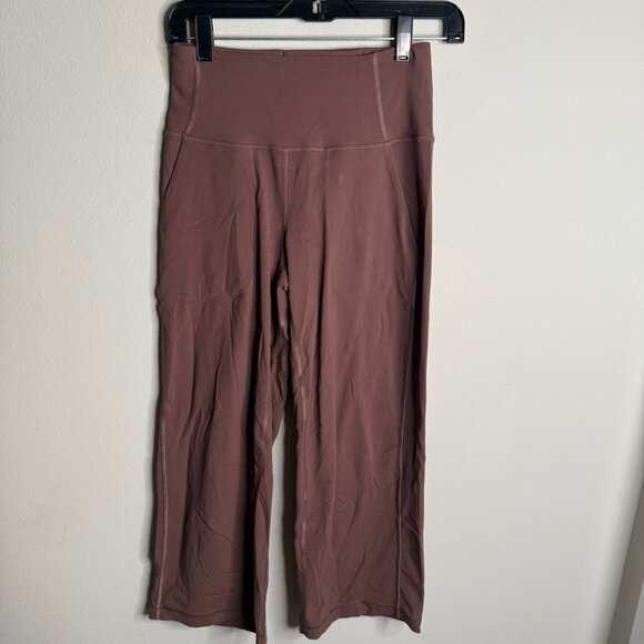 Lululemon Women's 4 Brown Align High Rise Wide Leg Leggings Cropped Workout Gym - Picture 2 of 5